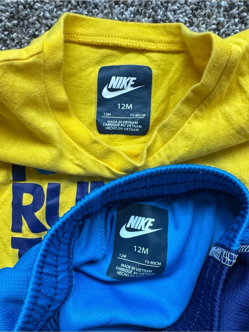 Nike Yellow 'I Run Things' Tee with Navy & Bright Blue Athletic Shorts - Picture 5 of 5